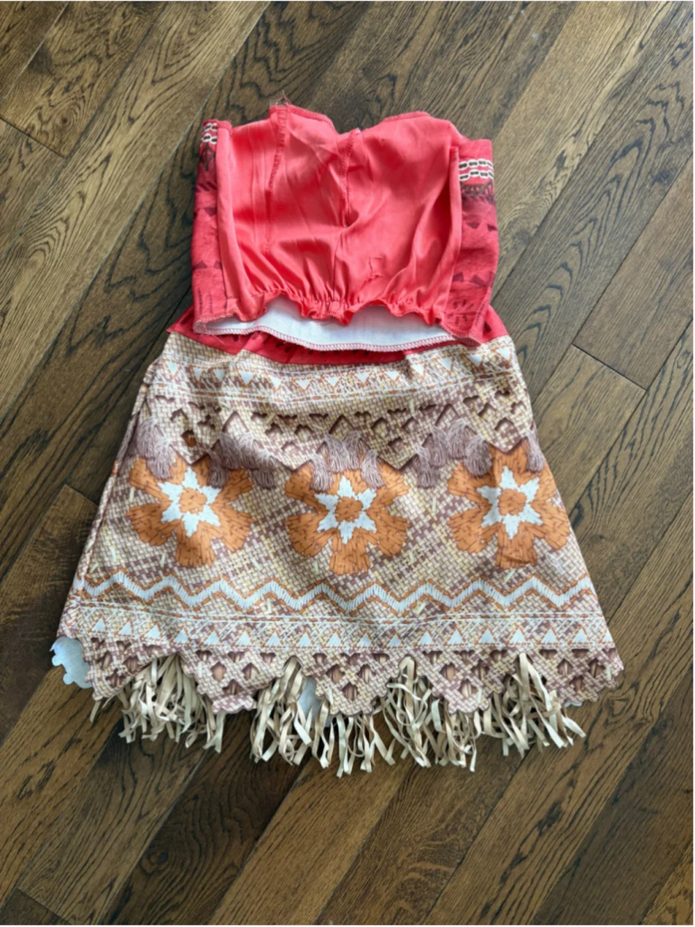 Disney Girls Moana Costume Size 7/8 Red Beige